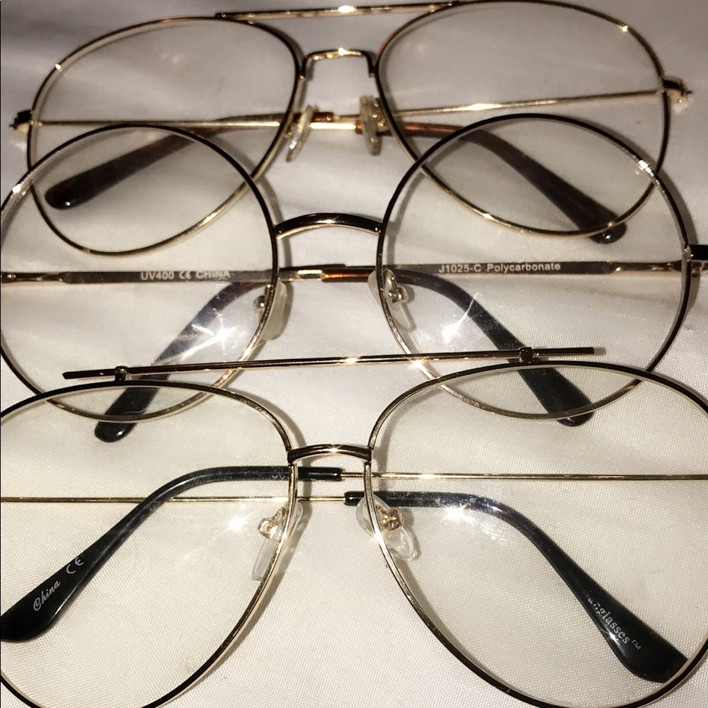 Clear Gold Rim Sunglasses